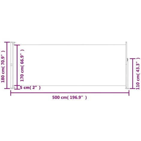 Patio Retractable Side Awning 180x500 cm Blue vidaXL
