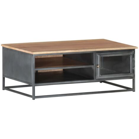 Coffee Table Grey 90x50x35 cm Solid Acacia Wood vidaXL (1/5)