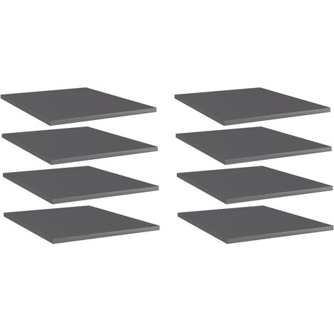 Bookshelf Boards 8 pcs High Gloss Grey 40x50x1.5 cm Engineered Wood vidaXL