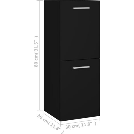 Bathroom Cabinet Black 30x30x80 cm Engineered Wood vidaXL