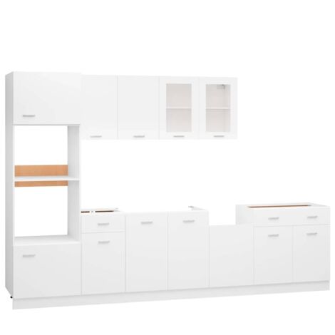 7 Piece Kitchen Cabinet Set Lyon White Engineered Wood vidaXL