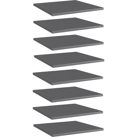 Bookshelf Boards 8 pcs High Gloss Grey 40x40x1.5 cm Engineered Wood vidaXL