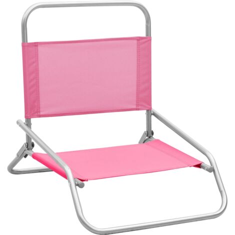 Folding Beach Chairs 2 pcs Pink Fabric vidaXL