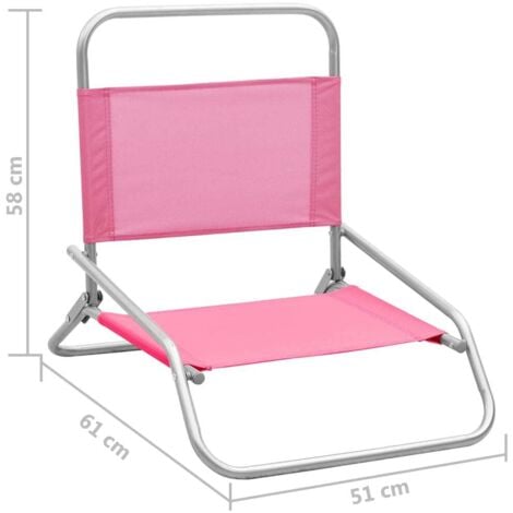 Folding Beach Chairs 2 pcs Pink Fabric vidaXL