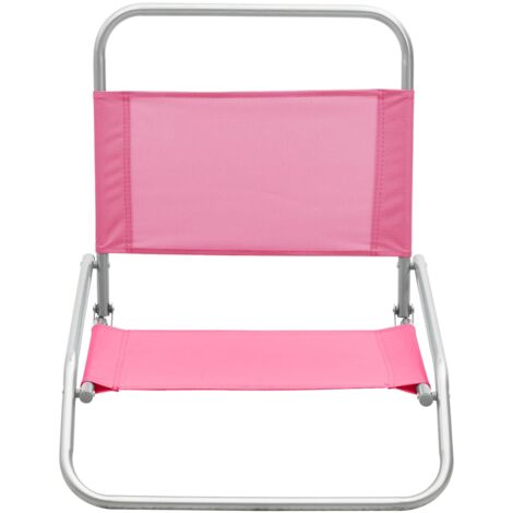 Folding Beach Chairs 2 pcs Pink Fabric vidaXL