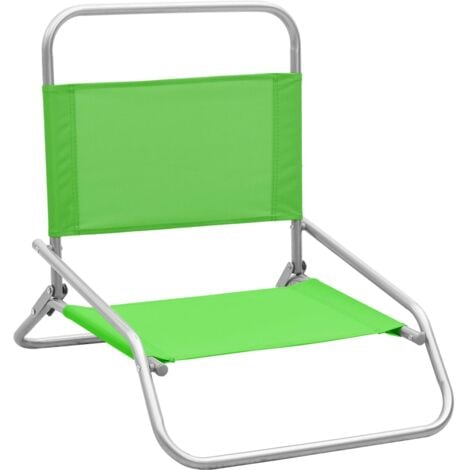 Folding Beach Chairs 2 pcs Green Fabric vidaXL