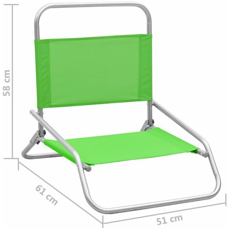 Folding Beach Chairs 2 pcs Green Fabric vidaXL