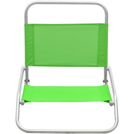 Folding Beach Chairs 2 pcs Green Fabric vidaXL
