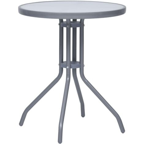Garden Table Light Grey 60 cm Steel and Glass vidaXL