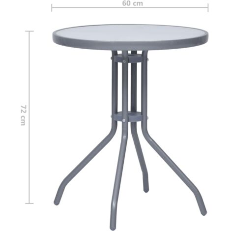 Garden Table Light Grey 60 cm Steel and Glass vidaXL