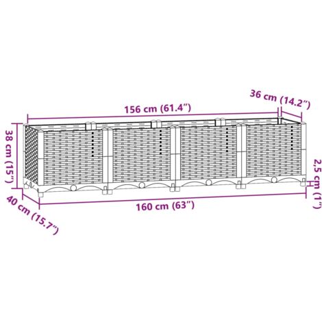 Raised Bed 160x40x38 cm Polypropylene vidaXL