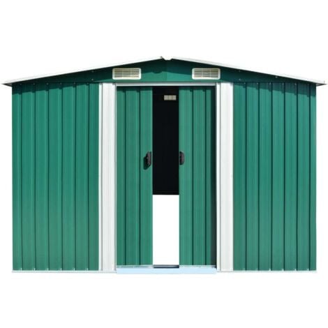 Garden Shed Green 257x990x181 cm Galvanised steel vidaXL