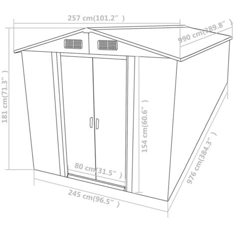 Garden Shed Green 257x990x181 cm Galvanised steel vidaXL