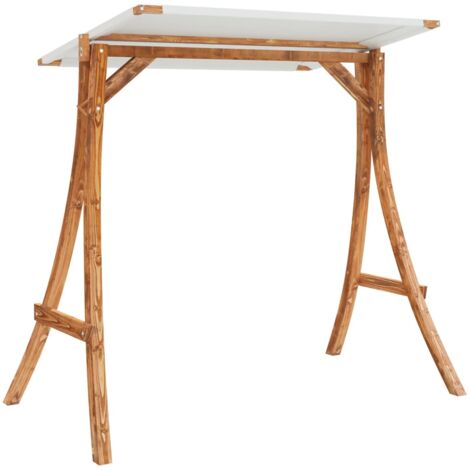 Swing Frame with Cream Roof Solid Bent Wood with Teak Finish vidaXL