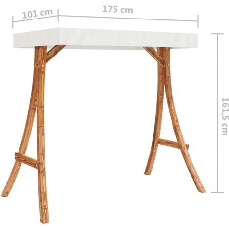 Swing Frame with Cream Roof Solid Bent Wood with Teak Finish vidaXL