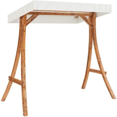 Swing Frame with Cream Roof Solid Bent Wood with Teak Finish vidaXL
