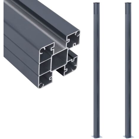 Fence Posts 2 pcs Dark Grey 185 cm Aluminium vidaXL