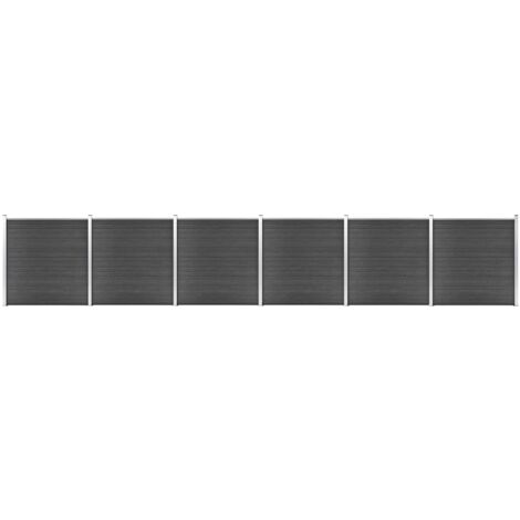 Fence Panel Set WPC 1045x186 cm Black vidaXL