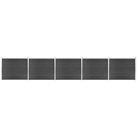 Fence Panel Set WPC 872x146 cm Grey vidaXL