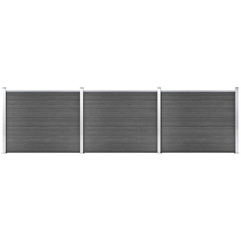 Fence Panel Set WPC 526x146 cm Black vidaXL
