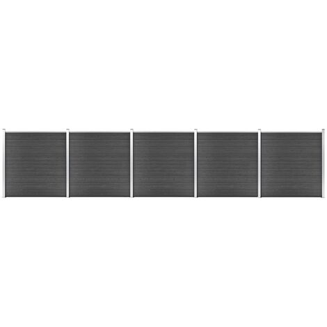 Fence Panel Set WPC 872x186 cm Black vidaXL