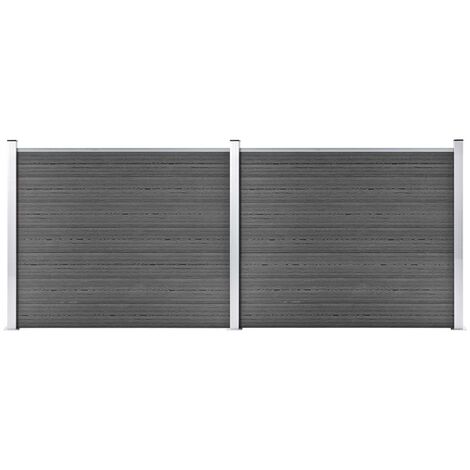 Fence Panel Set WPC 353x146 cm Black vidaXL