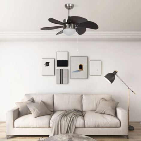 Ceiling Fan with Light 76 cm Dark Brown vidaXL
