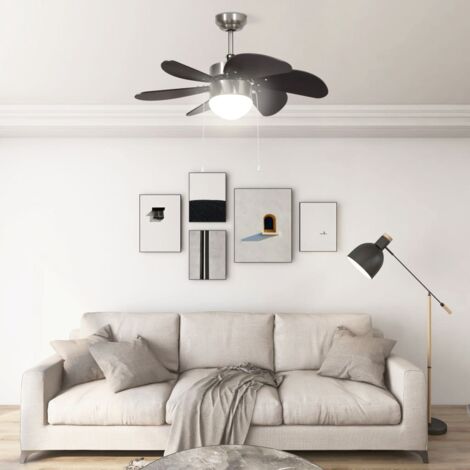 Ceiling Fan with Light 76 cm Dark Brown vidaXL