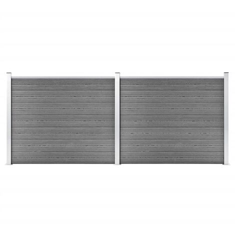 Fence Panel Set WPC 353x146 cm Grey vidaXL