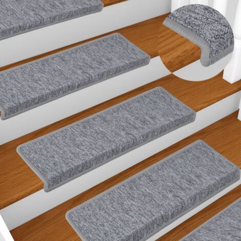 Stair Mats 15 pcs 65x21x4 cm Light Grey Rectangular Edge vidaXL