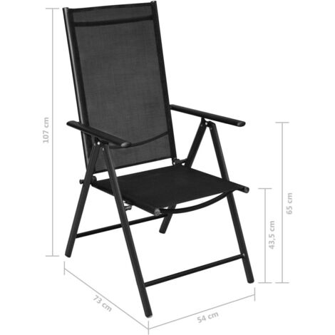 Folding Garden Chairs 2 pcs Aluminium and Textilene Black vidaXL