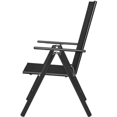 Folding Garden Chairs 2 pcs Aluminium and Textilene Black vidaXL