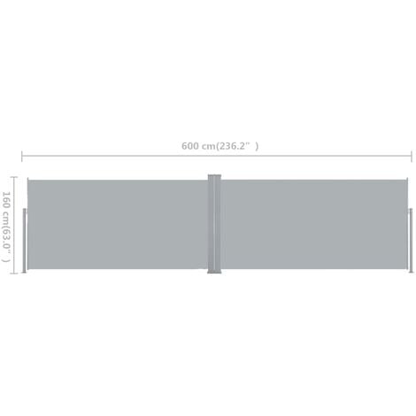 Retractable Side Awning 160x600 cm Grey vidaXL