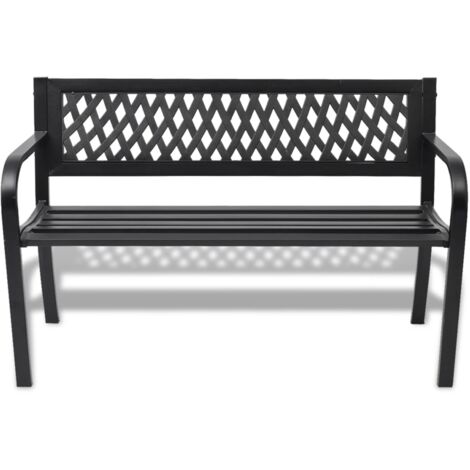 Garden Bench 118 cm Steel Black vidaXL
