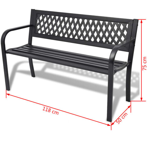 Garden Bench 118 cm Steel Black vidaXL