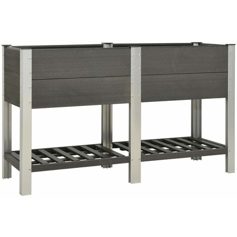 vidaXL Garden Raised Bed with Shelf 150x50x90 cm WPC Grey - Grey