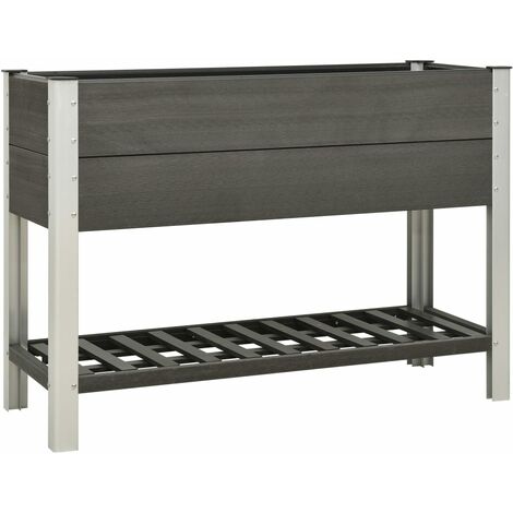 vidaXL Garden Raised Bed with Shelf 125x50x90 cm WPC Grey - Grey