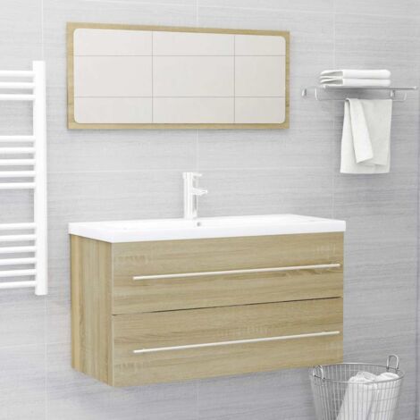 2 Piece Bathroom Furniture Set Sonoma Oak Engineered Wood vidaXL