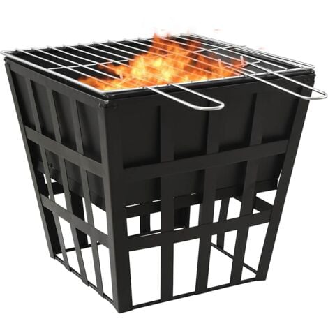 2-in-1 Fire Pit and BBQ 34x34x48 cm Steel vidaXL