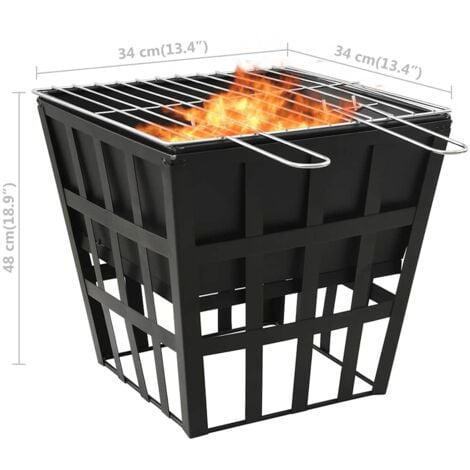 2-in-1 Fire Pit and BBQ 34x34x48 cm Steel vidaXL