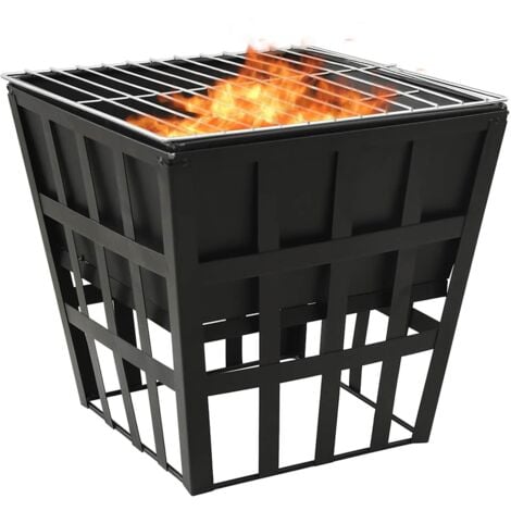 2-in-1 Fire Pit and BBQ 34x34x48 cm Steel vidaXL