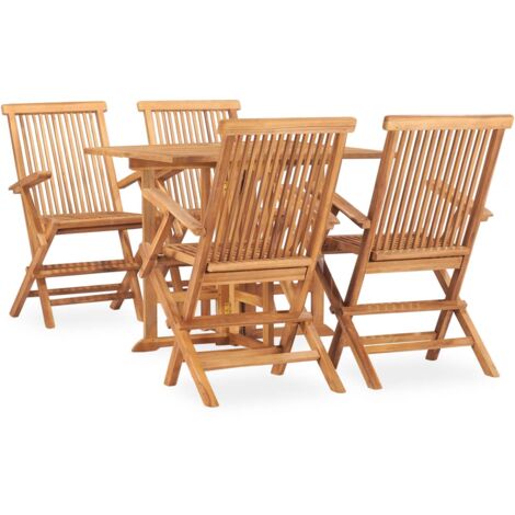 Outdoor Dining Set Teak Solid Teak Wood 5-Piece Foldable vidaXL (1/5)
