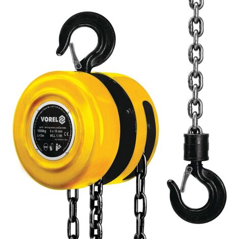 Vorel Chain Block 1000 Kg Steel Yellow