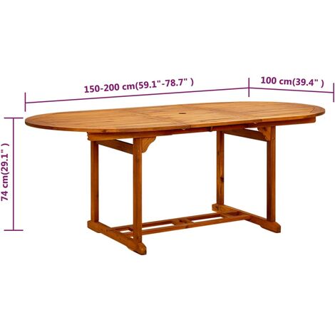 Garden Table 200x100x75 cm Solid Acacia Wood vidaXL
