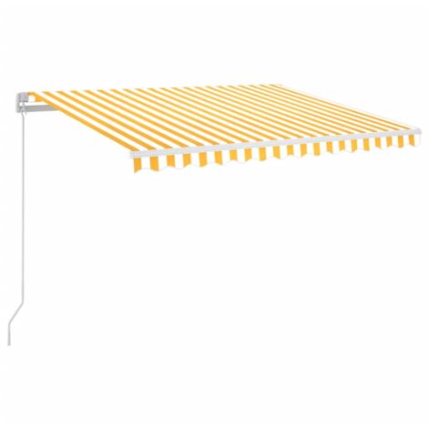 Manual Retractable Awning with LED 350x250 cm Yellow and White vidaXL