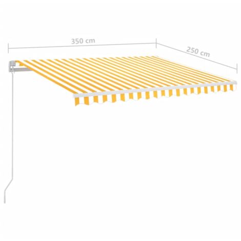 Manual Retractable Awning with LED 350x250 cm Yellow and White vidaXL