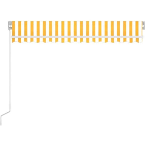 Manual Retractable Awning with LED 350x250 cm Yellow and White vidaXL