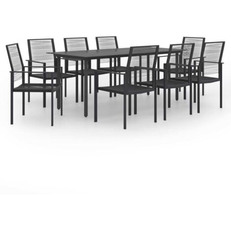 Dining Set Black Glass Large Seats Many Garden Dining Set vidaXL (1/5)
