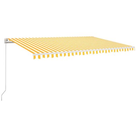 vidaXL Manual Retractable Awning 500x300 cm Yellow and White - Yellow