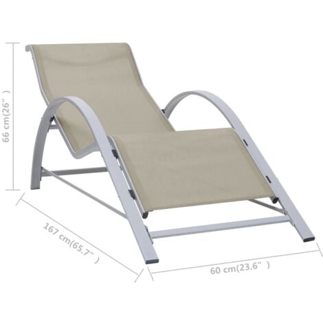 Sun Loungers 2 pcs with Table Aluminium Cream vidaXL